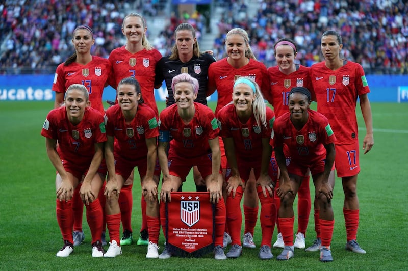 The United States starting XI to take on  Thailand in the 2019 Fifa Women's World Cup Group F match at the Auguste-Delaune Stadium in Reims, eastern France on June 11, 2019. AFP