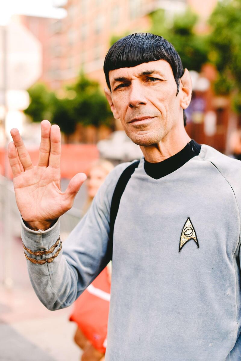 A cosplayer is dressed as Spock. AFP