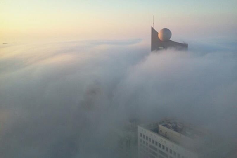Abu Dhabi was hidden under a blanket of fog this morning. Photo courtesy Lorna Cole.