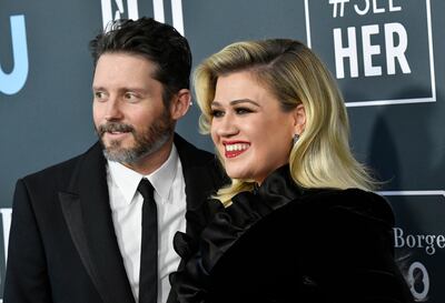 SANTA MONICA, CALIFORNIA - JANUARY 12: (L-R) Brandon Blackstock and Kelly Clarkson attend the 25th Annual Critics' Choice Awards at Barker Hangar on January 12, 2020 in Santa Monica, California.   Frazer Harrison/Getty Images/AFP