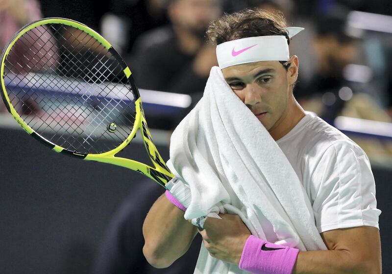 Abu Dhabi, United Arab Emirates - Reporter: Jon Turner: Rafael Nadal during the semi final between Rafael Nadal v Karen Khachanov at the Mubadala World Tennis Championship. Friday, December 20th, 2019. Zayed Sports City, Abu Dhabi. Chris Whiteoak / The National