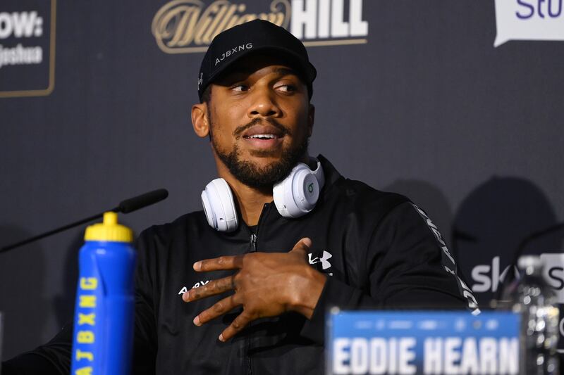 World heavyweight champion Anthony Joshua as the press conference in London on Thursday, September 23. Getty