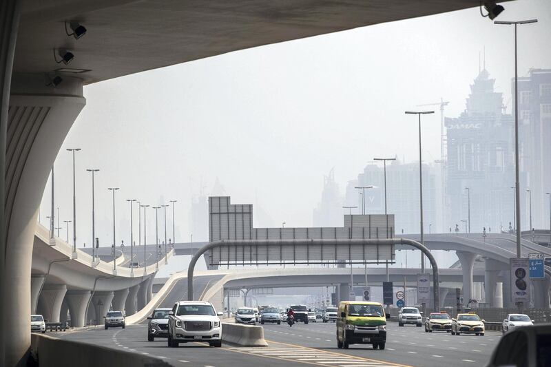 DUBAI, UNITED ARAB EMIRATES. 10 AUGUST 2020. STANDALONE. Hot weather in Dubai with hazy overcast clouds. (Photo: Antonie Robertson/The National) Journalist: None. Section: National.