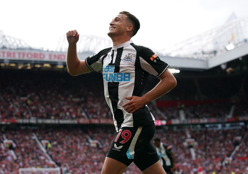 Javier Manquillo celebrates his goal against Manchester United. PA