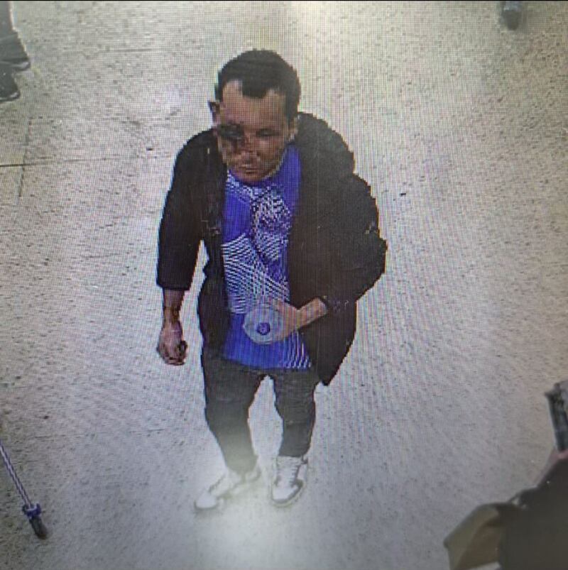 A CCTV image of Abdul Ezedi, the suspect in a chemical attack in Clapham, south London, in a Tesco supermarket in the north of the city at 8.48pm on January 31. PA