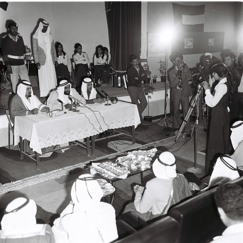 An image from the Itihad archive. Courtesy Al Itihad.
Abu Dhabi, UAE. 1977. Sheikh Zayed visiting schools in the UAE.

 *** Local Caption ***  000098.JPG