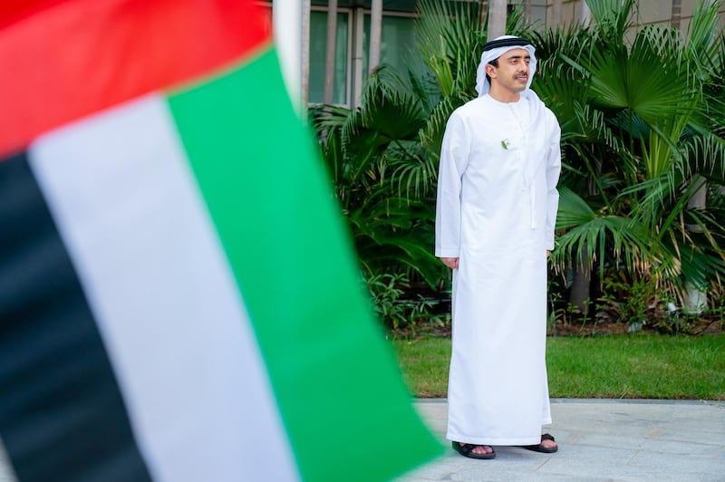 heikh Abdullah bin Zayed Al Nahyan, Minister of Foreign Affairs and International Cooperation, MoFAIC, attended the country's 'Flag Day' celebrations at the ministry today. Wam