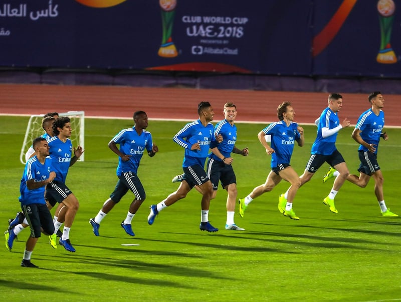 Abu Dhabi, U.A.E., December 17, 2018.  Real Madrid training session at the NYU Abu Dhab football stadium.Victor Besa / The NationalSection:  SportsReporter:  John Mc Auley