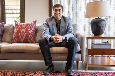 Naveen Tewari, co-founder and chief executive of InMobi Ltd., poses for a photograph in Bangaluru, India, on Saturday, July 11, 2020. In late June, when India banned 59 Chinese apps, including global sensation TikTok, the short-video platform stopped working for its 200 million local users. Within hours, an avalanche of new sign-ups pushed the servers of Bangalore-based rival Roposo, owned by InMobi, to breaking point. Photographer: Samyukta Lakshmi/Bloomberg