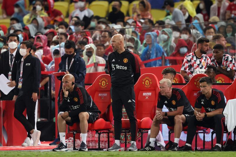 Manchester United manager Erik Ten Hag during the friendly against Liverpool. AFP