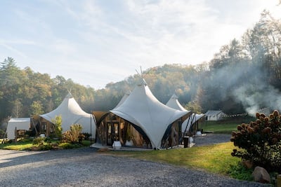 Sleep beneath ancient mountains at Under Canvas Great Smoky Mountains resort. Photo: Small Leading Hotels of the World