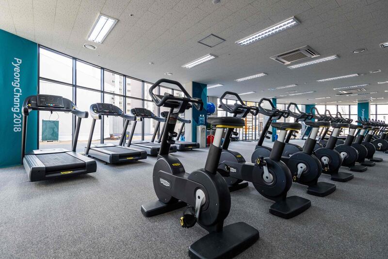 This view shows the fitness centre at the athletes' Olympic Village in Gangneung. François-Xavier Marit / AFP