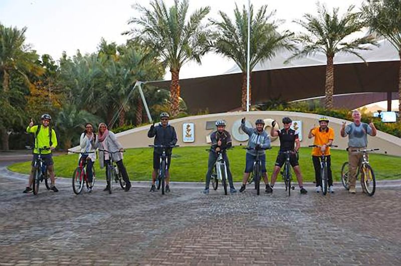 Al Ain Zoo management & staff participated with H.E. Director General Ghanim Al Hajeri in the The National newspaper “Cycle to work UAE” campaign. Courtesy Al Ain Zoo