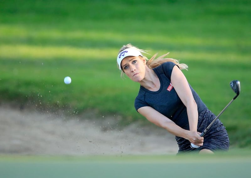 Paige Spiranac in action during the second round of last year's Dubai Ladies Masters. David Cannon / Getty Images
