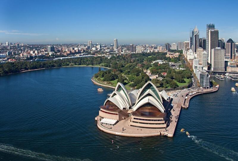 Aerial view of the Opera House and Royal Botanic Gardens in Sydney. Ethan Rohloff / Destination NSW