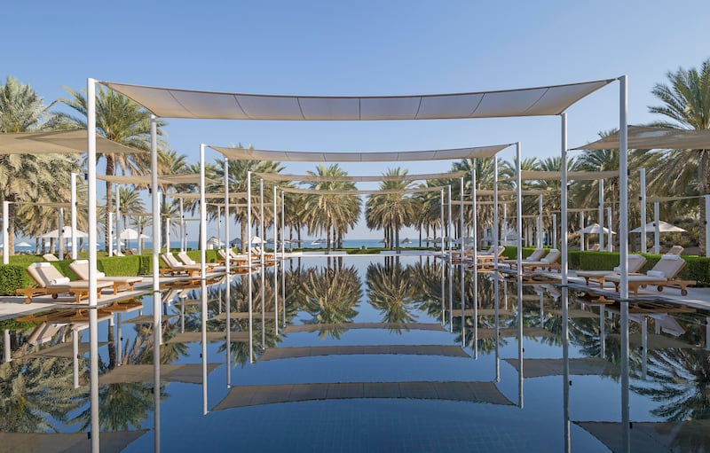 The Serai Pool is one of three swimming pools at The Chedi Muscat.