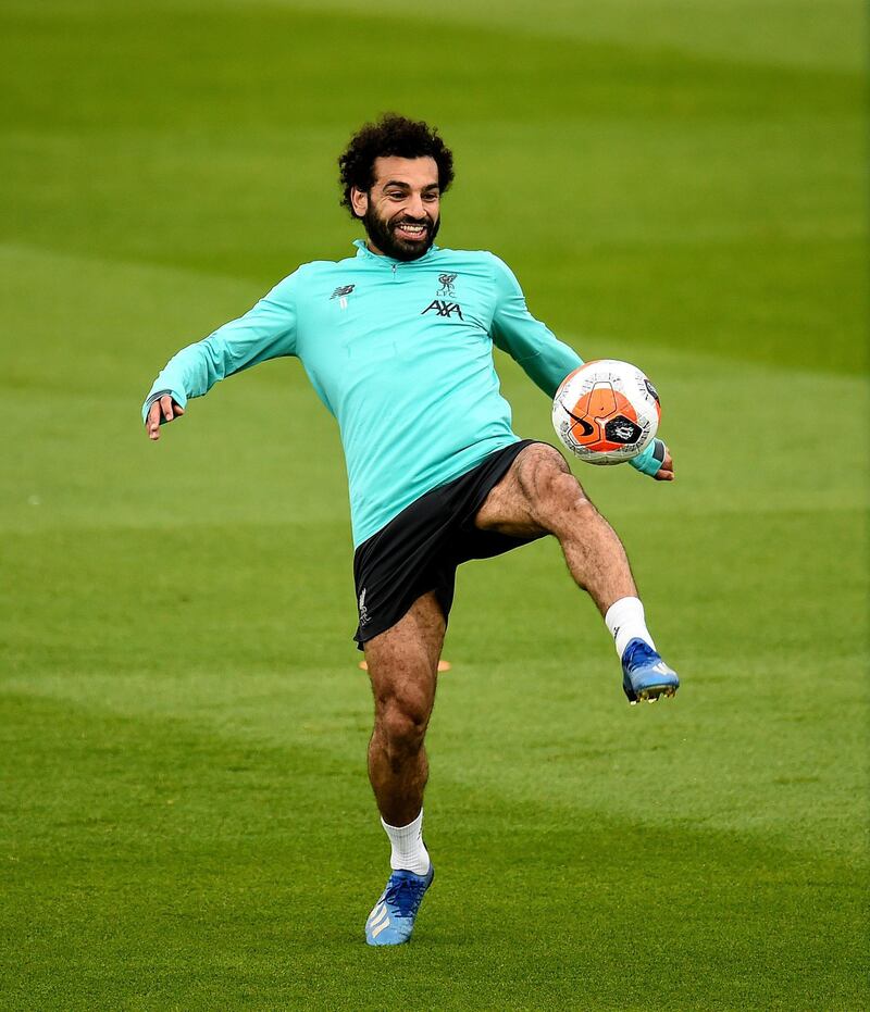 LIVERPOOL, ENGLAND - MAY 24: (THE SUN OUT, THE SUN ON SUNDAY OUT) Mohamed Salah of Liverpool during a training session at Melwood Training Ground on May 24, 2020 in Liverpool, England. (Photo by Andrew Powell/Liverpool FC via Getty Images)