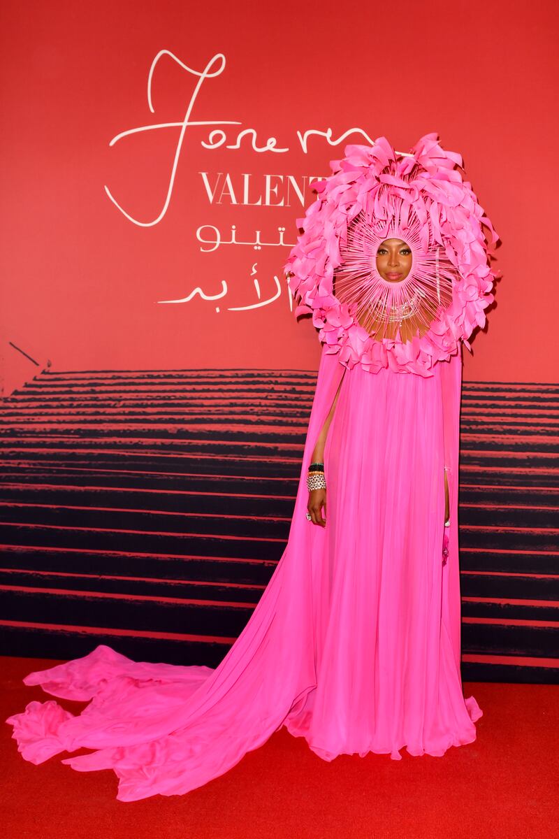 Naomi Campbell at the opening of Forever Valentino at M7 gallery in Doha. Getty Images