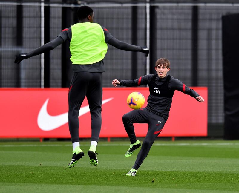 KIRKBY, ENGLAND - NOVEMBER 26: (THE SUN OUT, THE SUN ON SUNDAY OUT) Leighton Clarkson of Liverpool during a training session at AXA Training Centre on November 26, 2020 in Kirkby, England. (Photo by Andrew Powell/Liverpool FC via Getty Images)