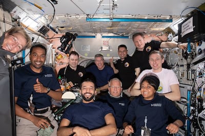 UAE and Saudi astronauts together on the International Space Station. Photo: Nasa