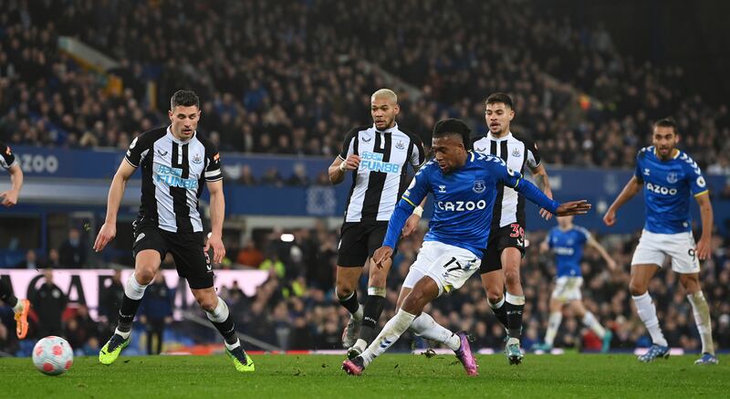 Thursday, March 17: Everton 1 (Iwobi 90+9') Newcastle United 0. Alex Iwobi's ultra-late strike earned Everton vital three points in their relegation fight, despite the Toffees having  Allan sent off with seven minutes remaining. The game was held up for 14 minutes after a protestor tied himself to a goalpost by his neck. Getty