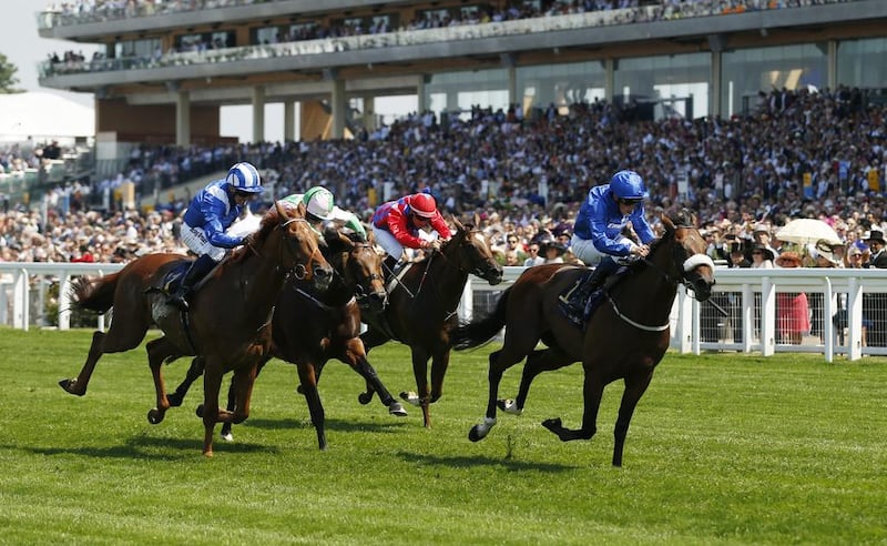 William Buick and Ribchester, right, were too much for the rest of the field with a record-setting win in the Queen Anne Stakes for Godolphin at Royal Ascot on June 20, 2017. Matthew Childs / Reuters