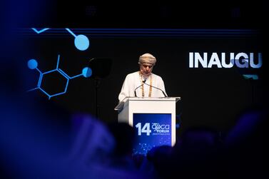 Oman oil minister Mohammed bin Hamad Al Rumhy at the GPCA Forum in Abu Dhabi. Oman, one of the smaller oil Gulf producers is not a member of Opec. Reem Mohammed/The National