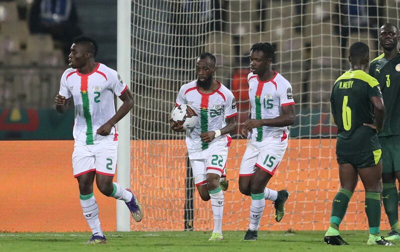 Blati Toure after scoring for Burkina Faso. Reuters