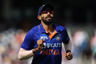 India's Jasprit Bumrah reacts during the Second Royal London One Day International (ODI) cricket match between England and India at the Lord's cricket ground in London on July 14, 2022.  (Photo by ADRIAN DENNIS / AFP) / RESTRICTED TO EDITORIAL USE.  NO ASSOCIATION WITH DIRECT COMPETITOR OF SPONSOR, PARTNER, OR SUPPLIER OF THE ECB
