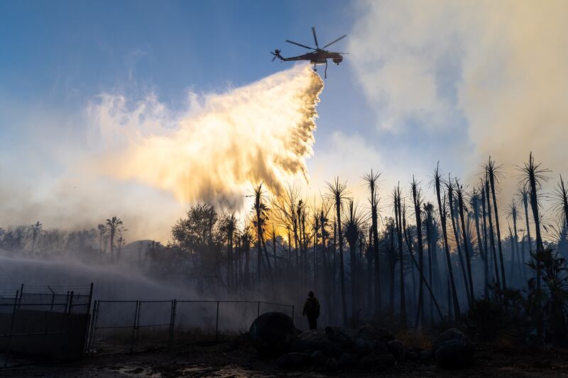 A wildfire in Jurupa Valley, California. Last year's average global temperature was about 1.15°C higher than the 1850-1900 average. Getty