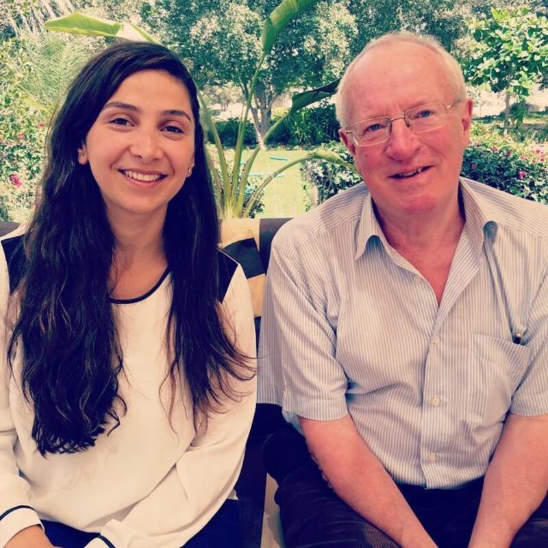 Samia Badih with Robert Fisk in Abu Dhabi. Samia Badih