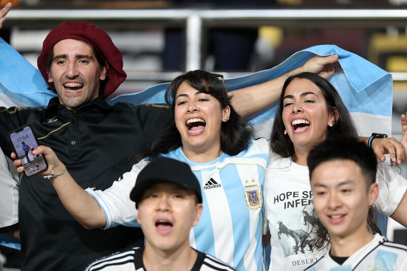 Argentina fans at Al Nahyan Stadium in Abu Dhabi.