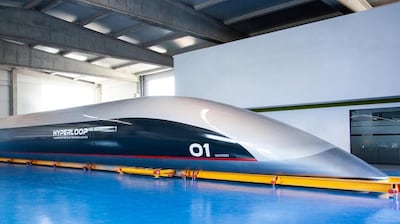 The Hyperloop capsule can drastically cut travel time between Abu Dhabi and Dubai. Photo: HTT    
