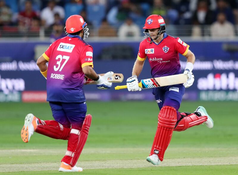 Capitals' Joe Root bats with Robin Uthappa in Dubai.