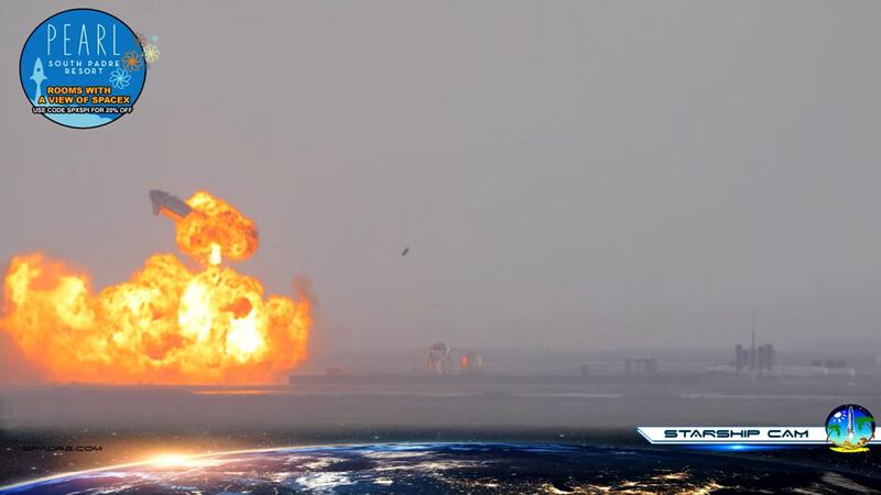 The final explosion, which happened minutes after the SN10 landed. Reuters