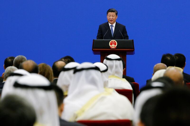 Mr. Jinping speaks to representatives of Arab League member states. Reuters