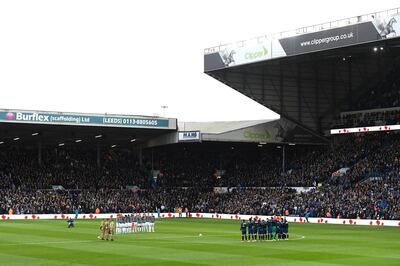 LEEDS, ENGLAND - NOVEMBER 09: Players and fans participate in a minute silence ahead of the Sky Bet Championship match between Leeds United and Blackburn Rovers at Elland Road on November 09, 2019 in Leeds, England. (Photo by George Wood/Getty Images)