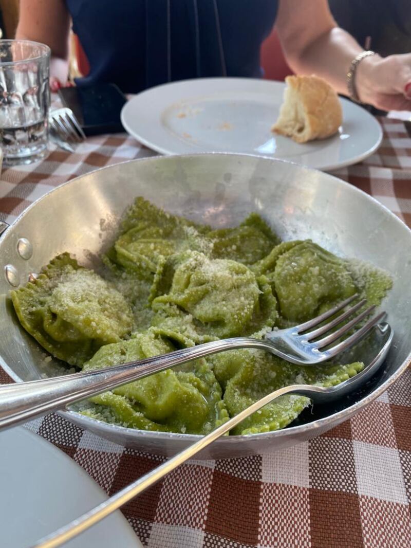 Tortelli d'erbetta at Osteria Dei Servi in Parma. Farah Andrews / The National