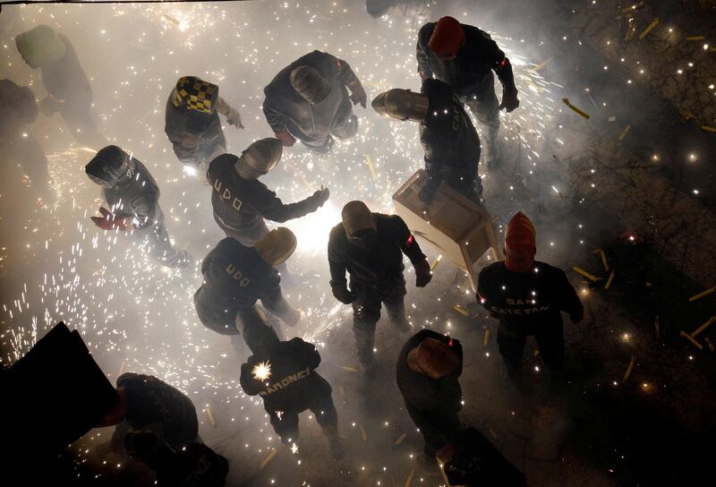 Revellers play with fireworks during the annual 'Corda' festival in the village of Paterna near Valencia, Spain. Heino Kalis / Reuters