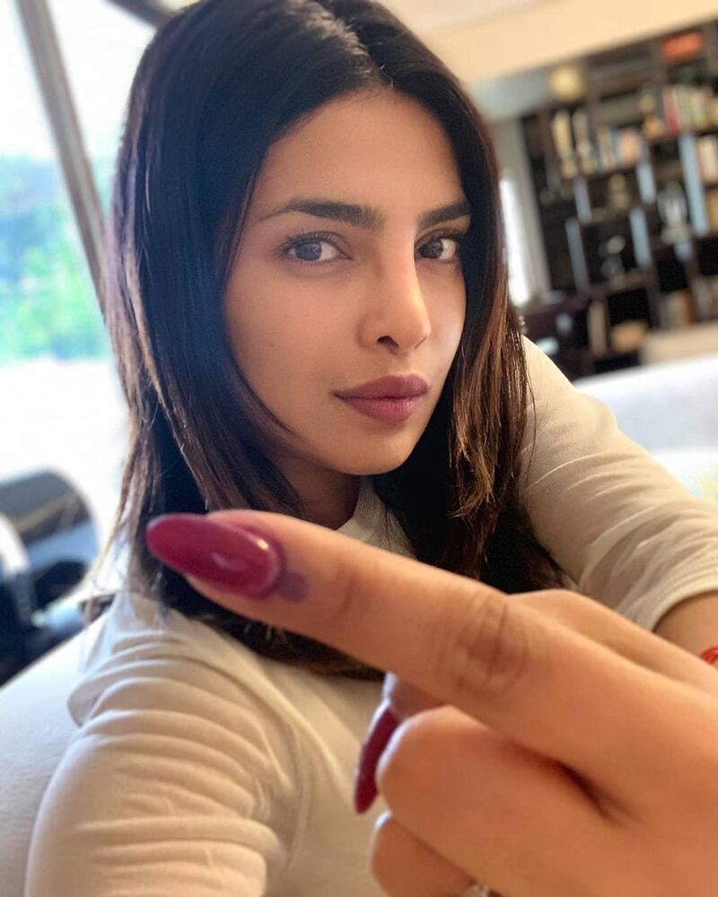 "This is the moment that matters... Every vote is a voice that counts," Priyanka Chopra wrote on Instagram. Instagram / Priyanka Chopra