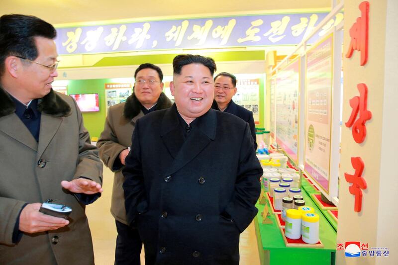 North Korean leader Kim Jong Un visits the national science centre in this photo released by North Korea's Korean Central News Agency (KCNA) in Pyongyang on January 12, 2018.   KCNA/via REUTERS. ATTENTION EDITORS - THIS PICTURE WAS PROVIDED BY A THIRD PARTY. REUTERS IS UNABLE TO INDEPENDENTLY VERIFY THE AUTHENTICITY, CONTENT, LOCATION OR DATE OF THIS IMAGE. NO THIRD PARTY SALES. SOUTH KOREA OUT.     TPX IMAGES OF THE DAY