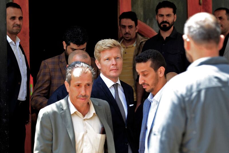 UN special envoy Hans Grundberg after his arrival in Sanaa. AFP