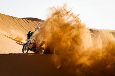 Pierre Cherpin during the second stage of the 2021 Dakar Rally between Bisha and Wadi Al Dawasir, in Saudi Arabia. EPA