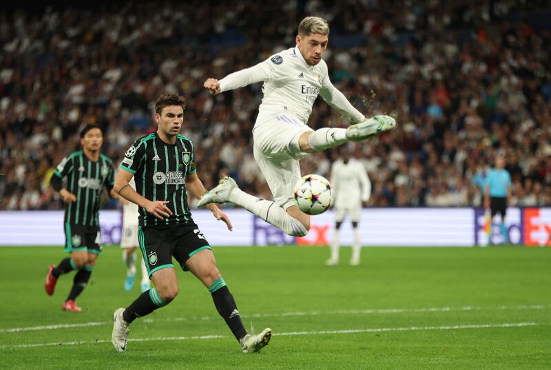 Federico Valverde controls the ball at Santiago Bernabeu. Getty