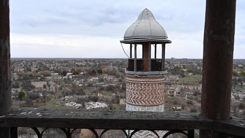 Minaret in Agdam. Finbar Anderson/ The National