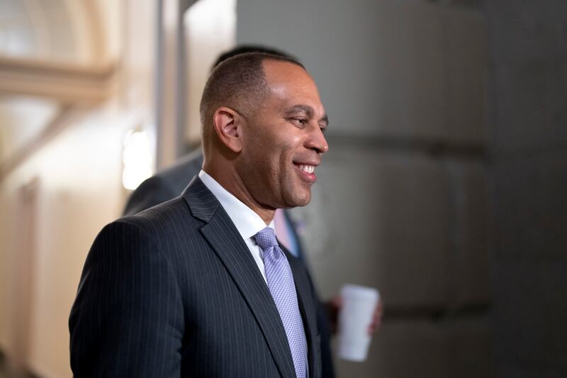 Hakeem Jeffries attends a meeting with fellow Democrats at the Capitol in Washington on Thursday. AP