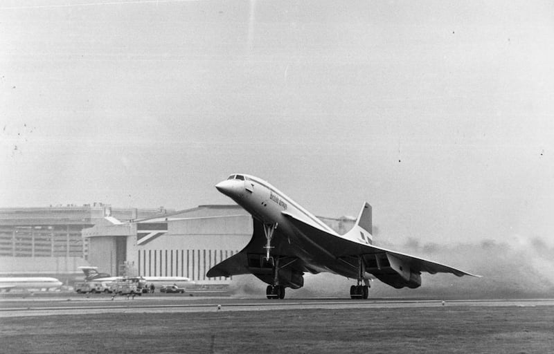 Concorde takes off from Heathrow on her first commercial flight for British Airways in 1976.