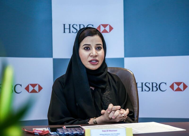 December 6, 2017.  HSBC Media Round table on Trust in Technology UAE report with DIFC Fintech hive.  Raja Al Mazrouei, chief executive of the DIFC Fintech hive.Victor Besa for The NationalBusinessReporter: Mahmoud Kassem