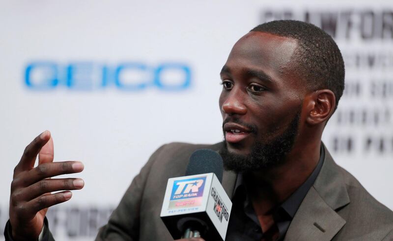 Terence Crawford speaks to the media during the press conference. Reuters
