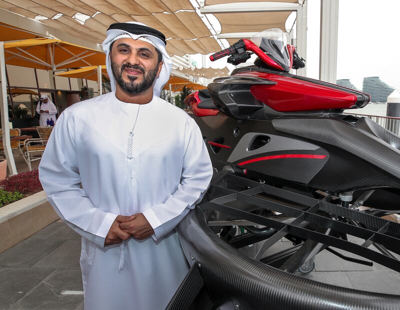 Hasan Al Hosani, chief executive of Bayanat, a part of Abu Dhabi's artificial intelligence company G42, which developed the flying bike with Japan's aerial mobility firm, Aerwins Technologies 
